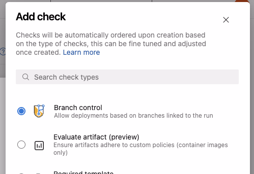 variable group branch control settings